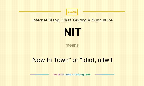 What does NIT mean? It stands for New In Town or Idiot, nitwit