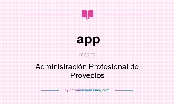 What does app mean? It stands for Administración Profesional de Proyectos