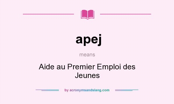 What does apej mean? It stands for Aide au Premier Emploi des Jeunes