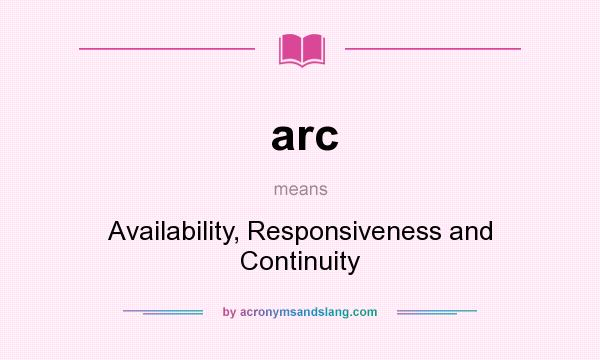 What does arc mean? It stands for Availability, Responsiveness and Continuity