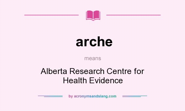 What does arche mean? It stands for Alberta Research Centre for Health Evidence