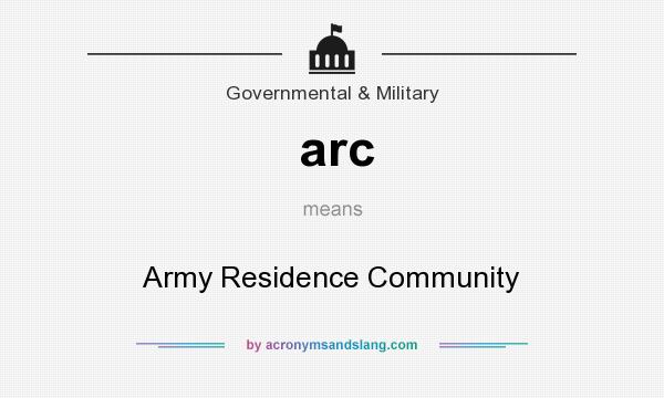 What does arc mean? It stands for Army Residence Community