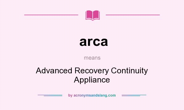 What does arca mean? It stands for Advanced Recovery Continuity Appliance