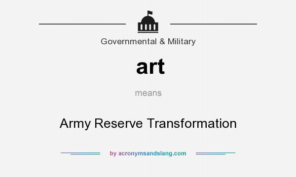 What does art mean? It stands for Army Reserve Transformation
