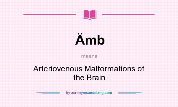 What does Ämb mean? It stands for Arteriovenous Malformations of the Brain