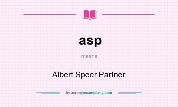 What does asp mean? It stands for Albert Speer Partner