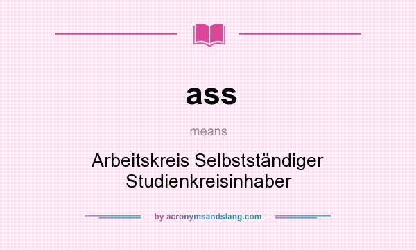 What does ass mean? It stands for Arbeitskreis Selbstständiger Studienkreisinhaber
