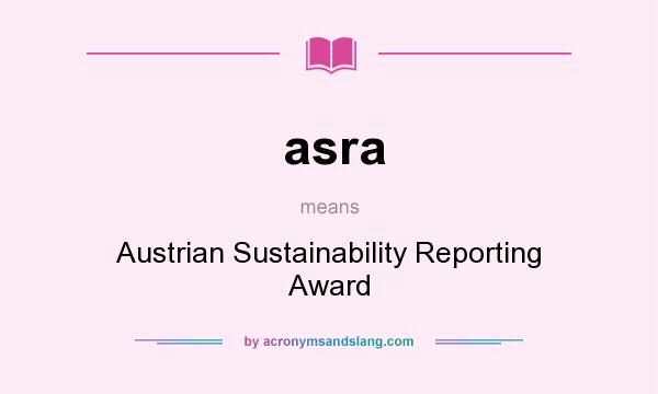 What does asra mean? It stands for Austrian Sustainability Reporting Award
