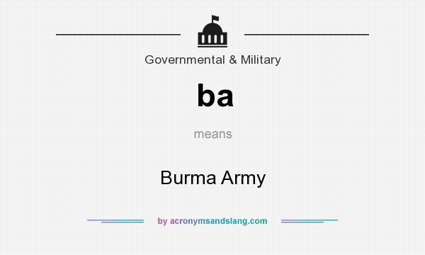 What does ba mean? It stands for Burma Army