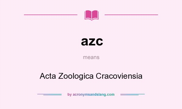 What does azc mean? It stands for Acta Zoologica Cracoviensia