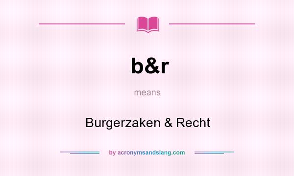 What does b&r mean? It stands for Burgerzaken & Recht
