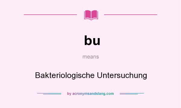 What does bu mean? It stands for Bakteriologische Untersuchung