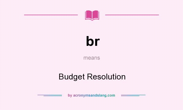 What does br mean? It stands for Budget Resolution