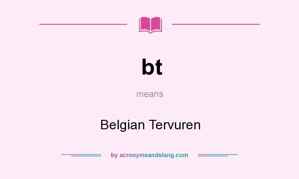 What does bt mean? It stands for Belgian Tervuren