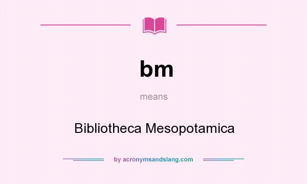 What does bm mean? It stands for Bibliotheca Mesopotamica