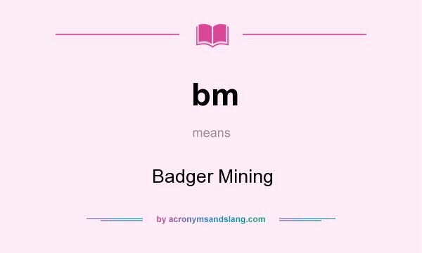 What does bm mean? It stands for Badger Mining