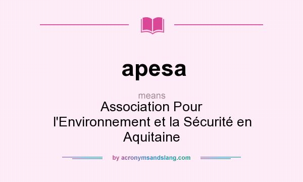 What does apesa mean? It stands for Association Pour l`Environnement et la Sécurité en Aquitaine
