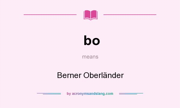 What does bo mean? It stands for Berner Oberländer