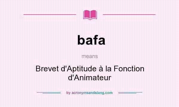 What does bafa mean? It stands for Brevet d`Aptitude à la Fonction d`Animateur