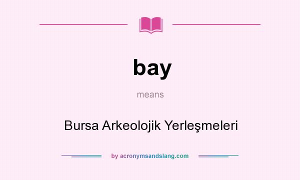 What does bay mean? It stands for Bursa Arkeolojik Yerleşmeleri