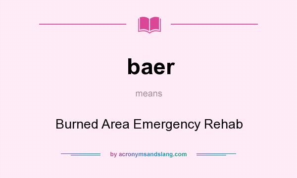 What does baer mean? It stands for Burned Area Emergency Rehab