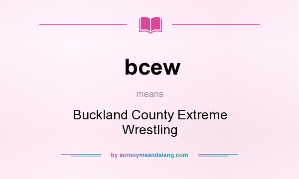 What does bcew mean? It stands for Buckland County Extreme Wrestling
