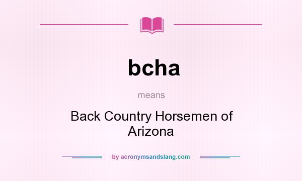 What does bcha mean? It stands for Back Country Horsemen of Arizona