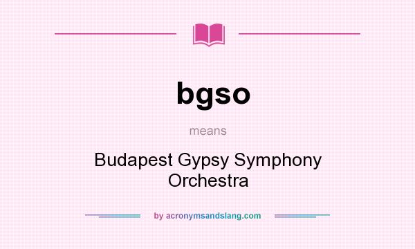 What does bgso mean? It stands for Budapest Gypsy Symphony Orchestra