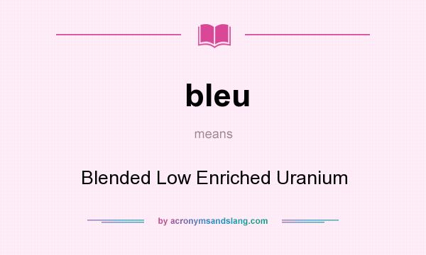 What does bleu mean? It stands for Blended Low Enriched Uranium