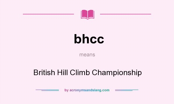 What does bhcc mean? It stands for British Hill Climb Championship