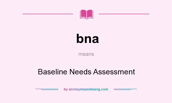 What does bna mean? It stands for Baseline Needs Assessment
