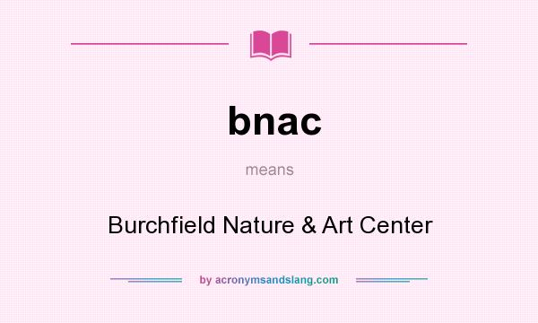 What does bnac mean? It stands for Burchfield Nature & Art Center