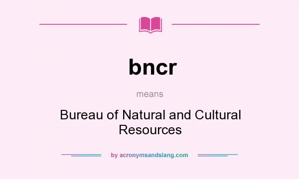 What does bncr mean? It stands for Bureau of Natural and Cultural Resources