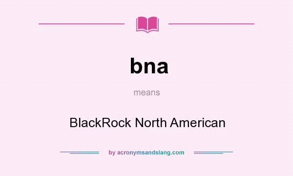 What does bna mean? It stands for BlackRock North American