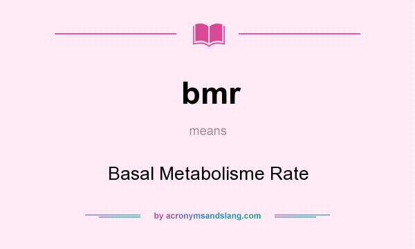 What does bmr mean? It stands for Basal Metabolisme Rate
