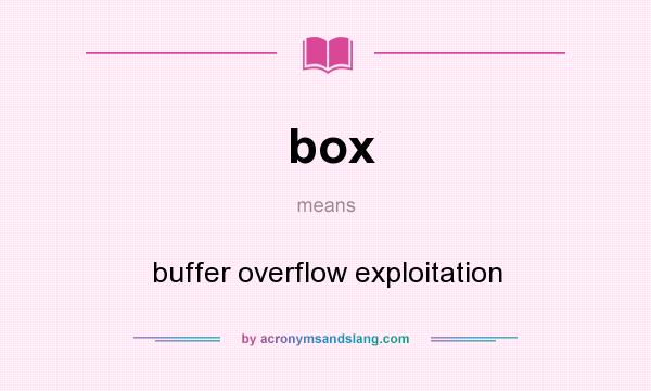 What does box mean? It stands for buffer overflow exploitation