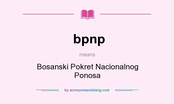 What does bpnp mean? It stands for Bosanski Pokret Nacionalnog Ponosa
