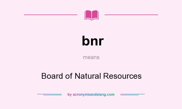 What does bnr mean? It stands for Board of Natural Resources