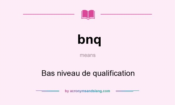 What does bnq mean? It stands for Bas niveau de qualification