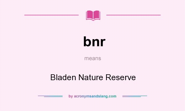 What does bnr mean? It stands for Bladen Nature Reserve
