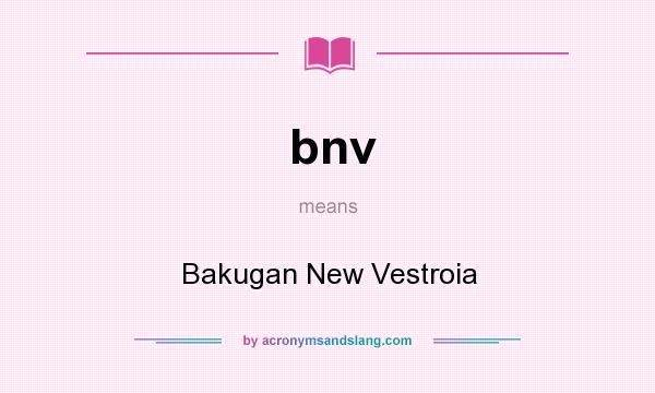 What does bnv mean? It stands for Bakugan New Vestroia