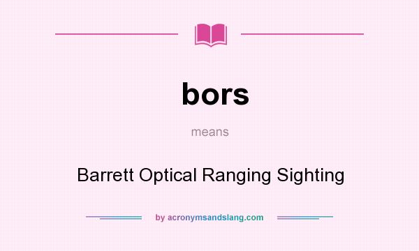 What does bors mean? It stands for Barrett Optical Ranging Sighting
