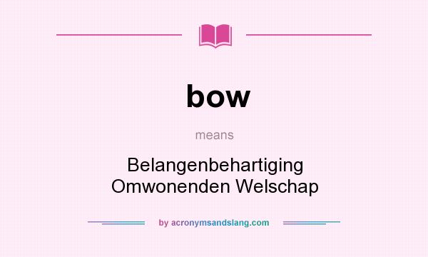 What does bow mean? It stands for Belangenbehartiging Omwonenden Welschap