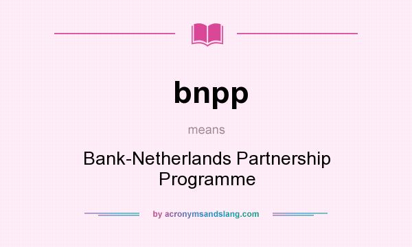 What does bnpp mean? It stands for Bank-Netherlands Partnership Programme