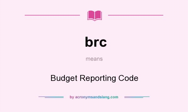 What does brc mean? It stands for Budget Reporting Code