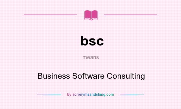 What does bsc mean? It stands for Business Software Consulting