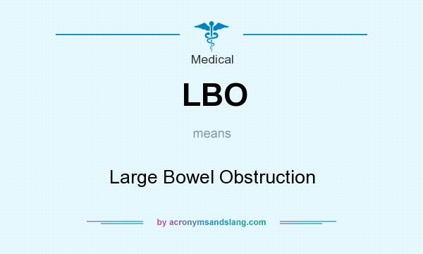 What does LBO mean? It stands for Large Bowel Obstruction