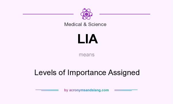 What does LIA mean? It stands for Levels of Importance Assigned