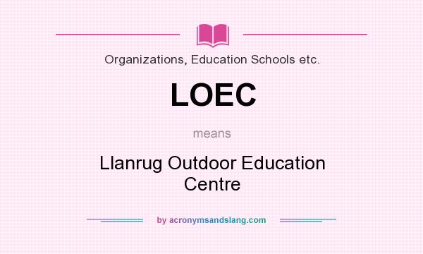 What does LOEC mean? It stands for Llanrug Outdoor Education Centre