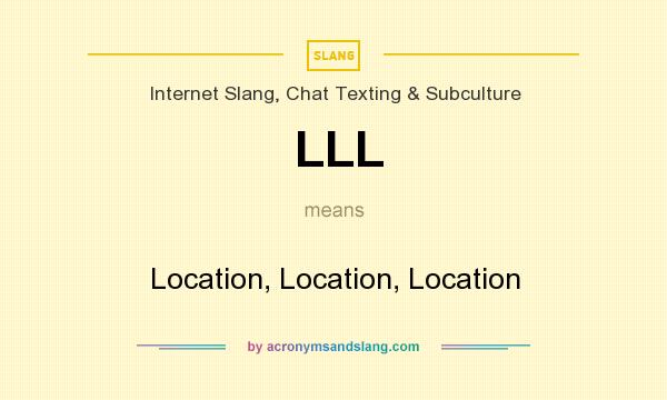What does LLL mean? It stands for Location, Location, Location